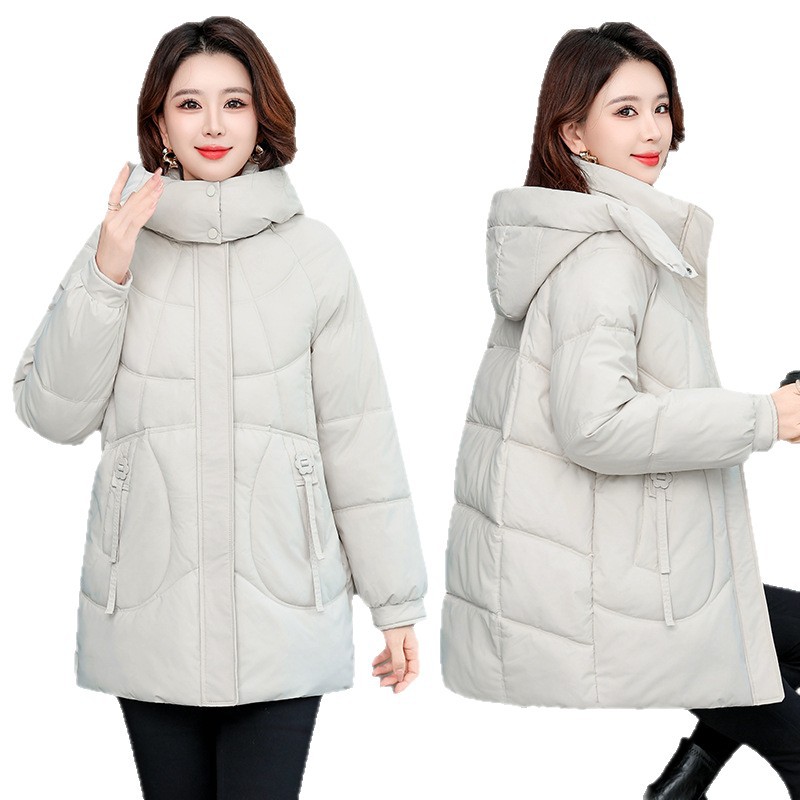 Algodón suelto de mediana edad y mayores mujeres 2025 invierno nuevo estilo coreano madres de algodón largo chaqueta de algodón de mujer image 5