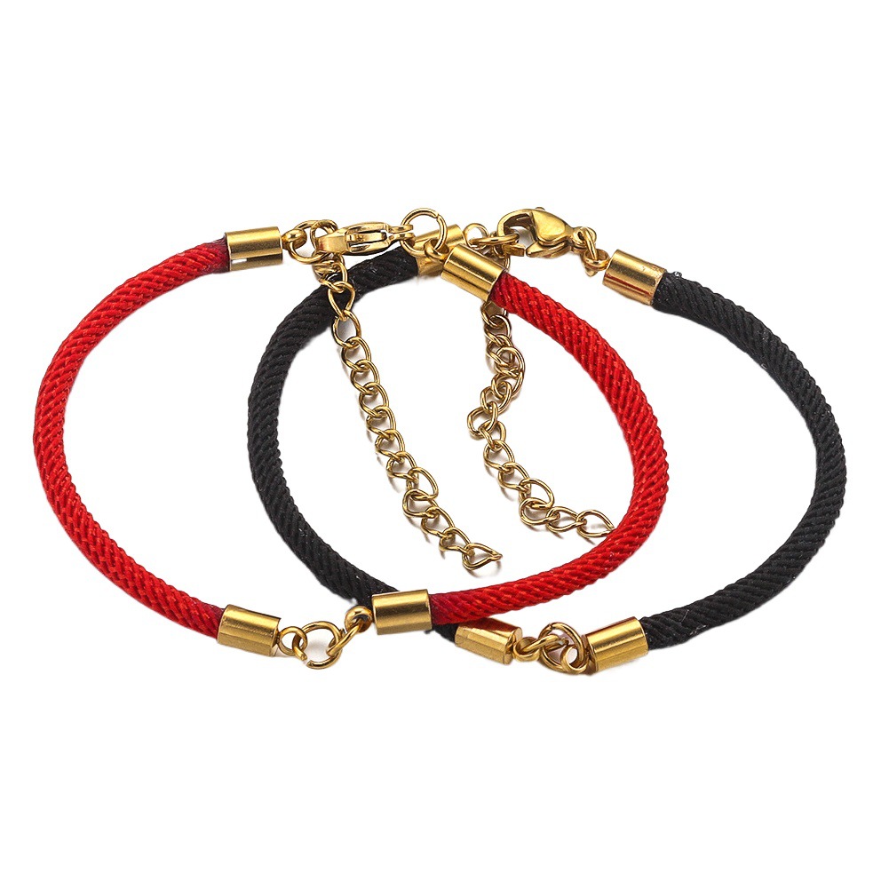 Acero inoxidable negro rojo trenzado cuerda conector pulsera tejida DIY joyería que hace suministros al por mayor
