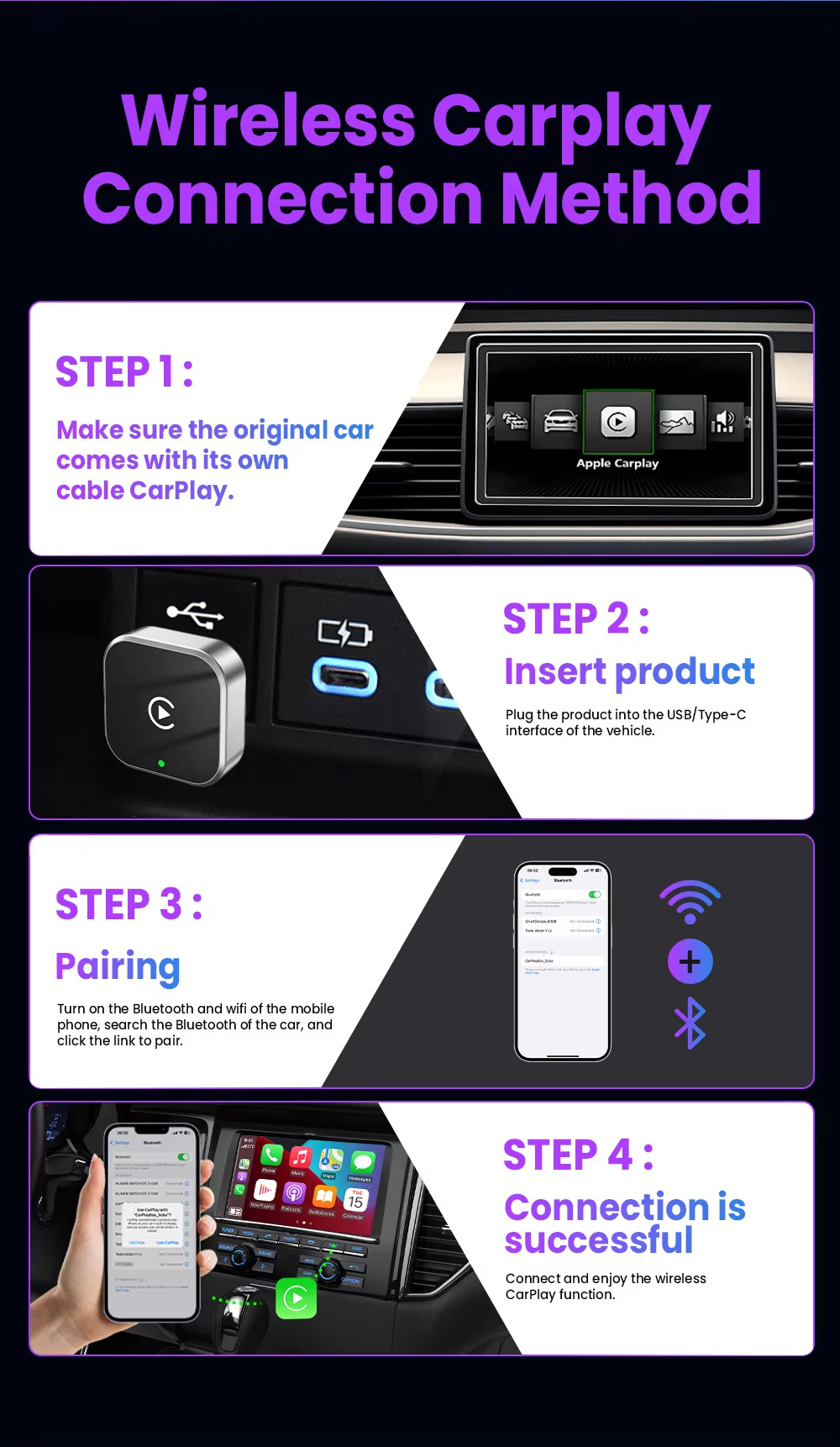 Source Factory 2-in-1 Wired to Wireless Carplay Box, Wired to Wireless Android Auto Box