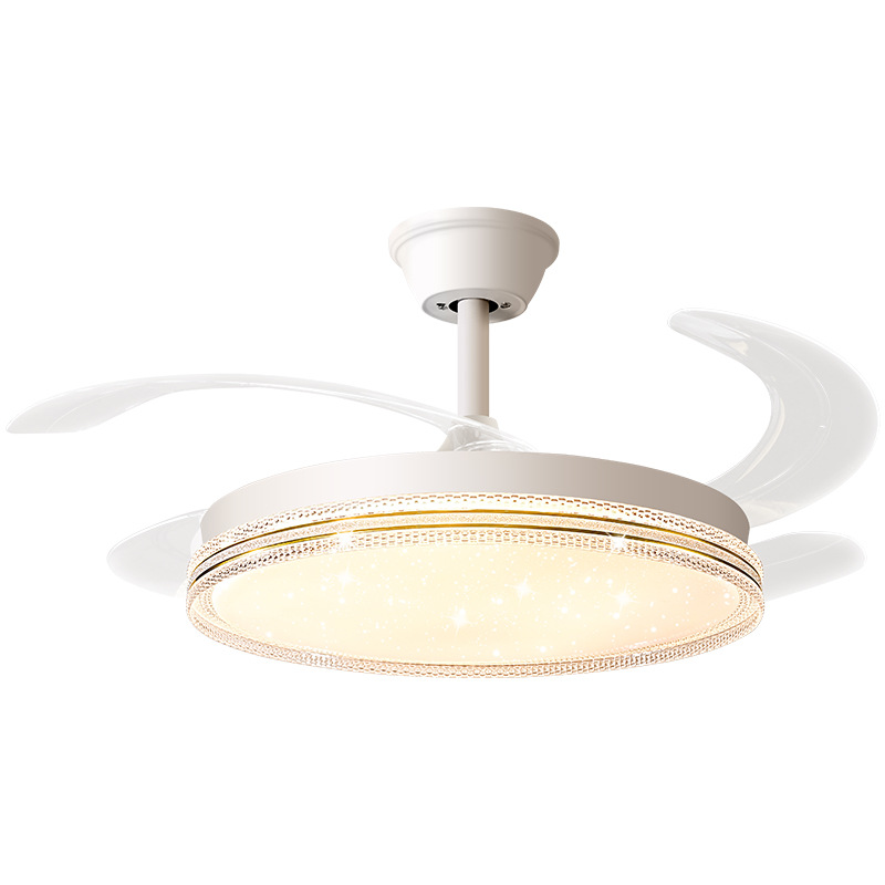 Lámpara de Ventilador de Techo Integrada L696 de Hierro y PVC para Sala de Estar y Comedor