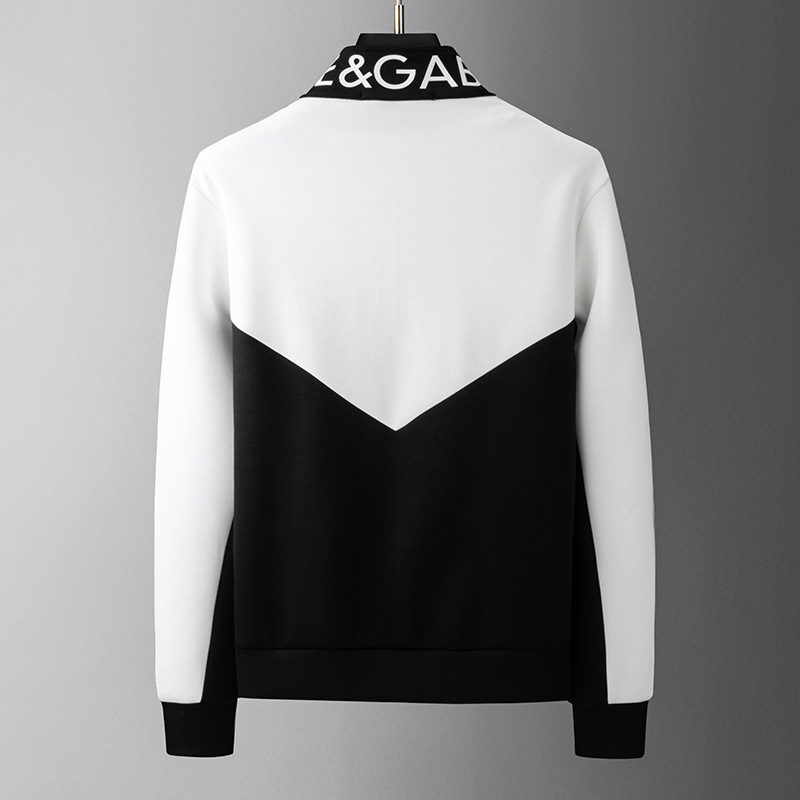 European men's 2024 spring and autumn new high-end casual two-piece men's European tide black and white contrast color matching suit