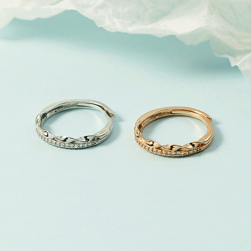 Bague alimentaire à bouche ouverte au design minimaliste en diamant à motif torsadé version coréenne avec personnalité à la mode, polyvalente_voghion.com