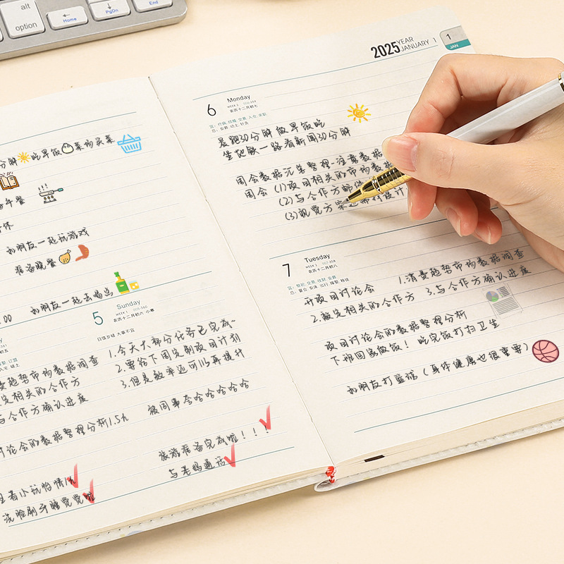 2025년 달력책, 꽃일일계획책, 시간관리효율화매뉴얼, 주간계획달력노트