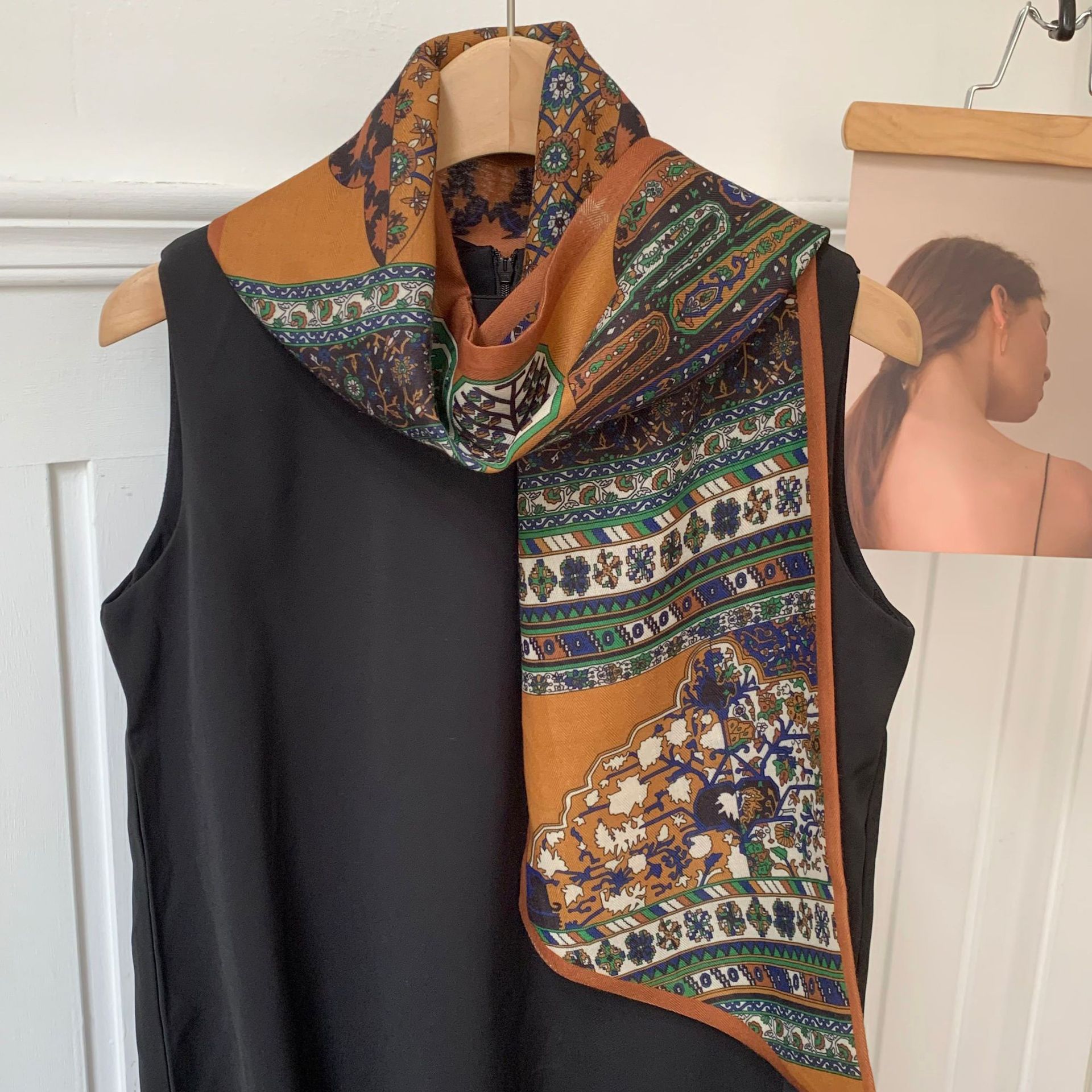 Pañuelo de seda, tira larga, sentido avanzado, nuevo estilo, bufanda pequeña para el cuello, pañuelo floral, cinturón de decoración literaria de todo fósforo pastoral femenino de verano