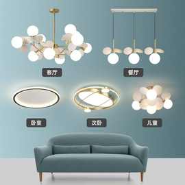 北欧现代简约客厅吊灯卧室餐厅全屋灯具成套餐组合三室两厅花朵灯