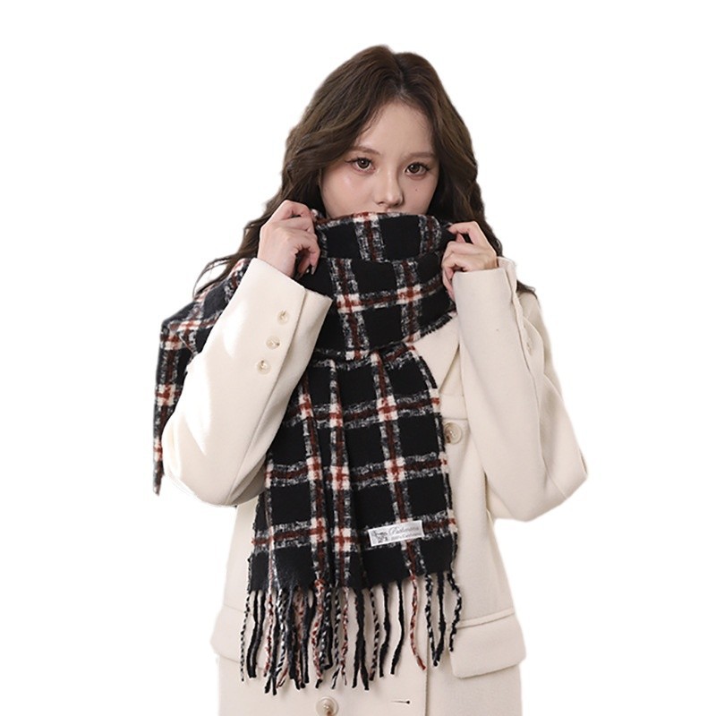 2024 automne hiver nouvelle atmosphère d'écharpe épaisse en mohair, chaleur haut de gamme, manteau polyvalent pour hommes et femmes à rayures_voghion.com