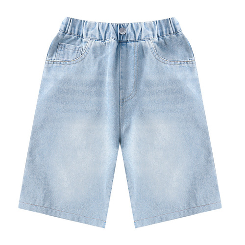 Girls' shorts summer 2025 new summer clothes children's denim mid-trousers outside breathable fashionable mid-size children's five-point pants