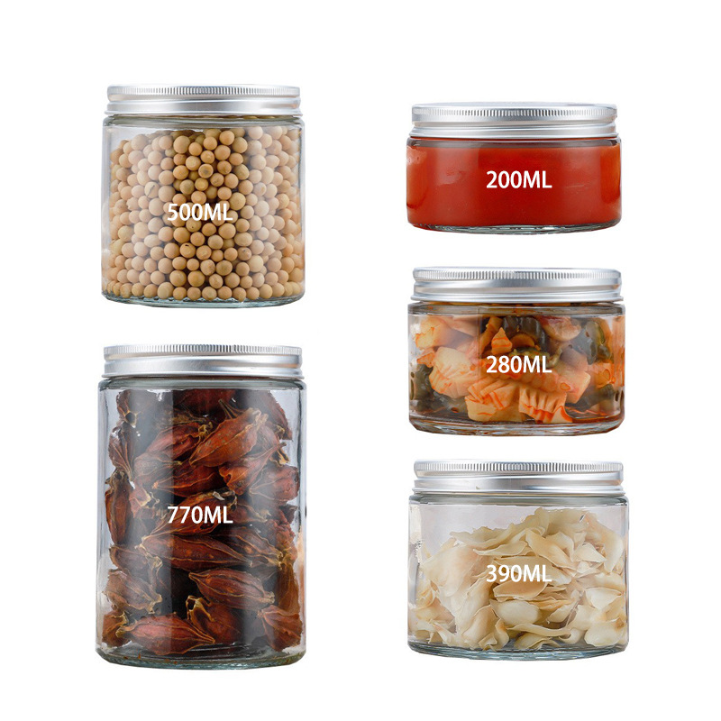 大口径圆形储物罐酱菜瓶厨加厚透明玻璃瓶玻璃密封罐印字鲜炖瓶