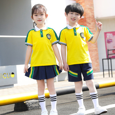kindergarten Park service Summer wear College wind graduation pupil school uniform suit Short sleeved children summer Class clothes motion