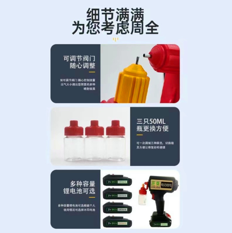 Suitable for Adjustable Electric Spray Gun Furniture Repair and Touch-Up Tools Lithium Battery Spray Machine Multi-Purpose Wireless Spray