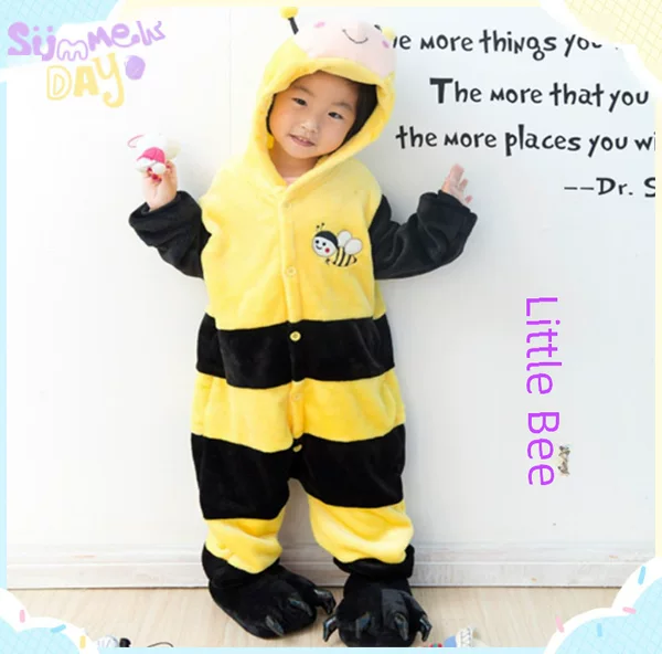 Bee Autumn and Winter Cute Cartoon Animal Baby Bee Siaman Pajamas Flannel Performance Clothes Home Clothes