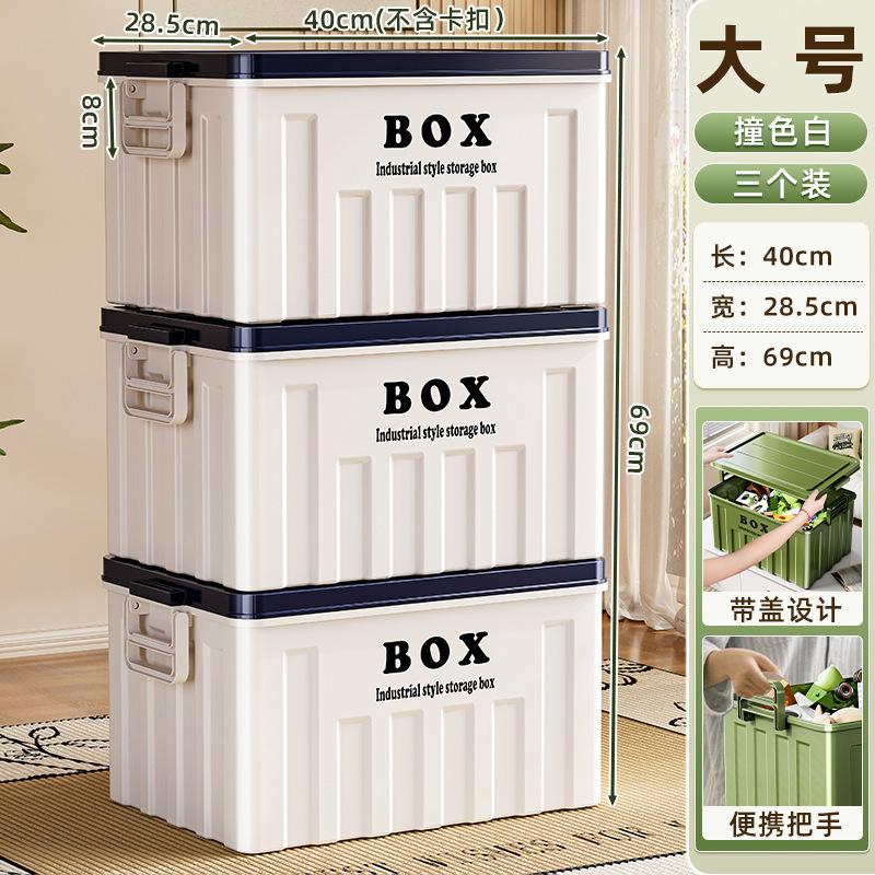 家用宿舍户外露营后备箱收纳箱工业风加厚大号零食玩具整理储物箱|undefined