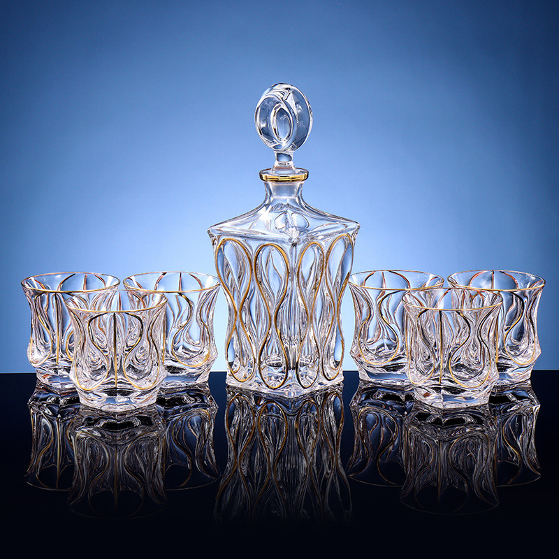 Importación checa de Bohemia BOHEMIA cristal copas de vino extranjero dibujado línea dorada taza de whisky conjunto de vinos image 3