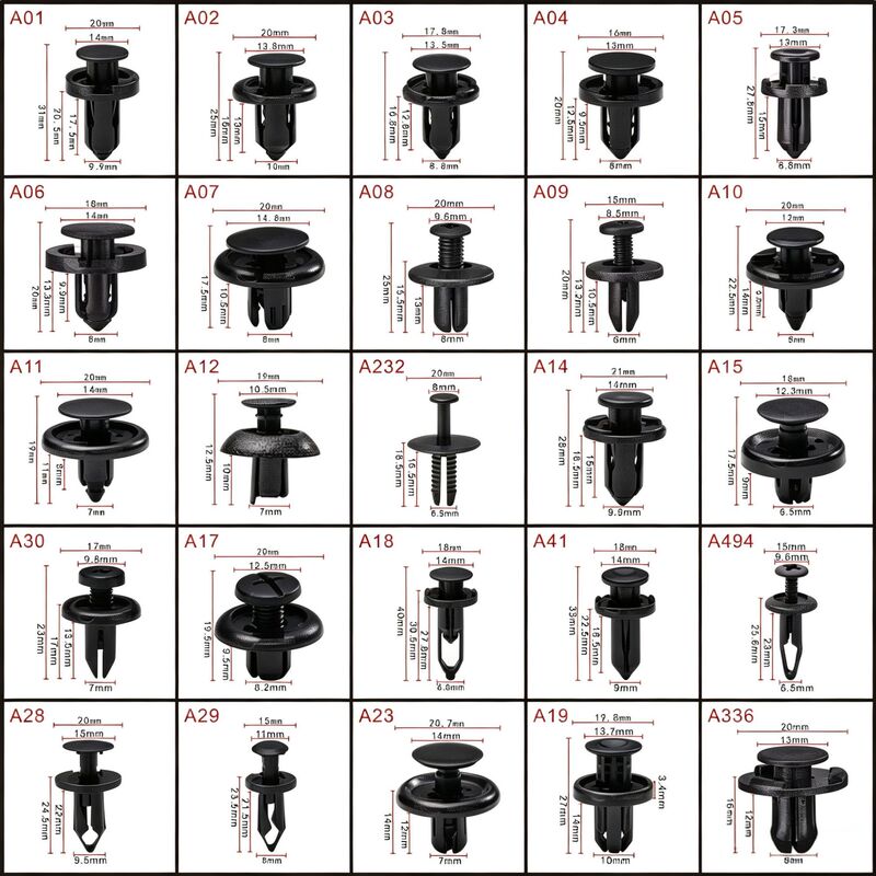 Automotive Plastic Clip-On Nylon Fasteners, Plastic Rivets, Plastic Clips for Fender Liners, Universal Clips Automotive Plastic Clip-On Nylon Fasteners, Plastic Rivets, Plastic Clips for Fender Liners, Universal Clips