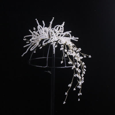 Cross border wish Selling Explosive money bride manual Hairdressing crystal Pearl flower Headdress Wedding dress With accessories 9349