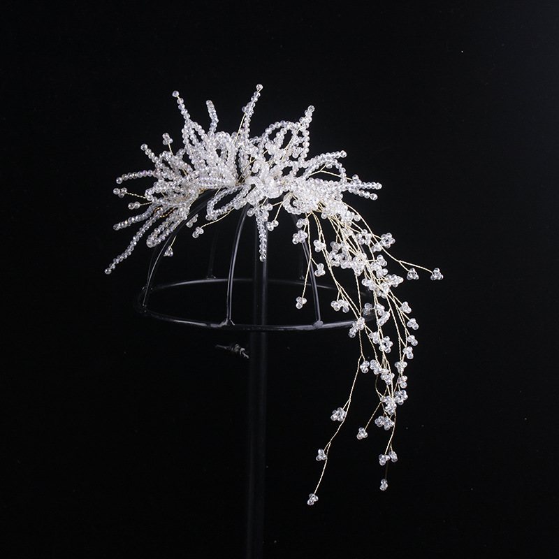 Cross border wish Selling Explosive money bride manual Hairdressing crystal Pearl flower Headdress Wedding dress With accessories 9349