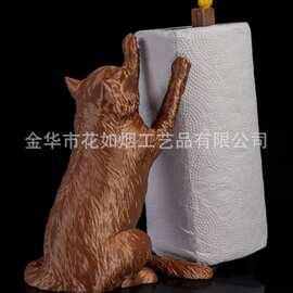 跨境猫咪逗鸟造型卷纸架 萌趣动物风厨房纸巾收纳摆件