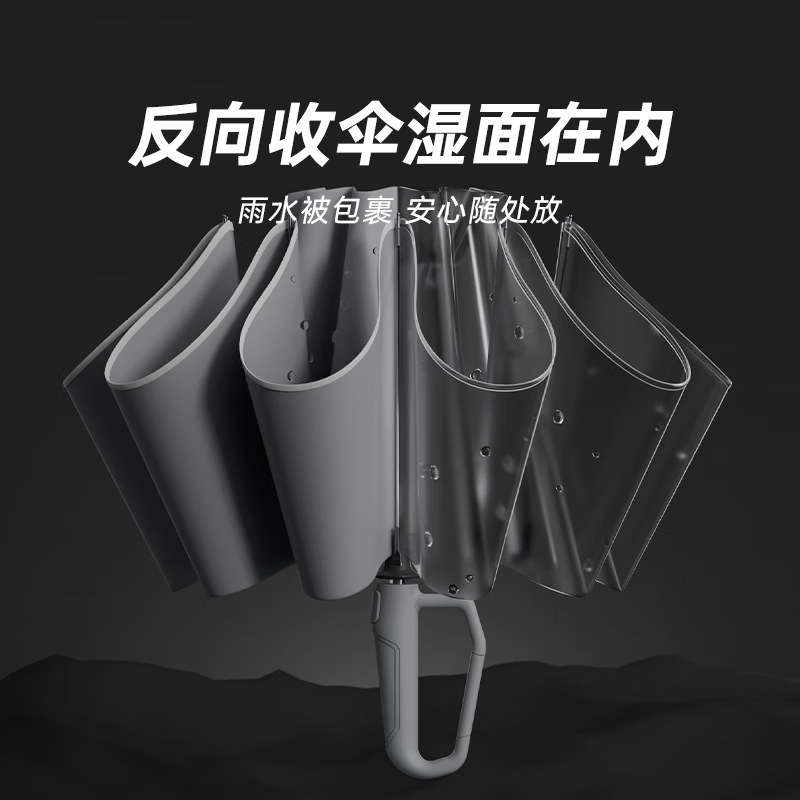 ZUODU左都全自动环扣雨伞反向大号加固加厚抗风男士商务折叠雨伞|undefined
