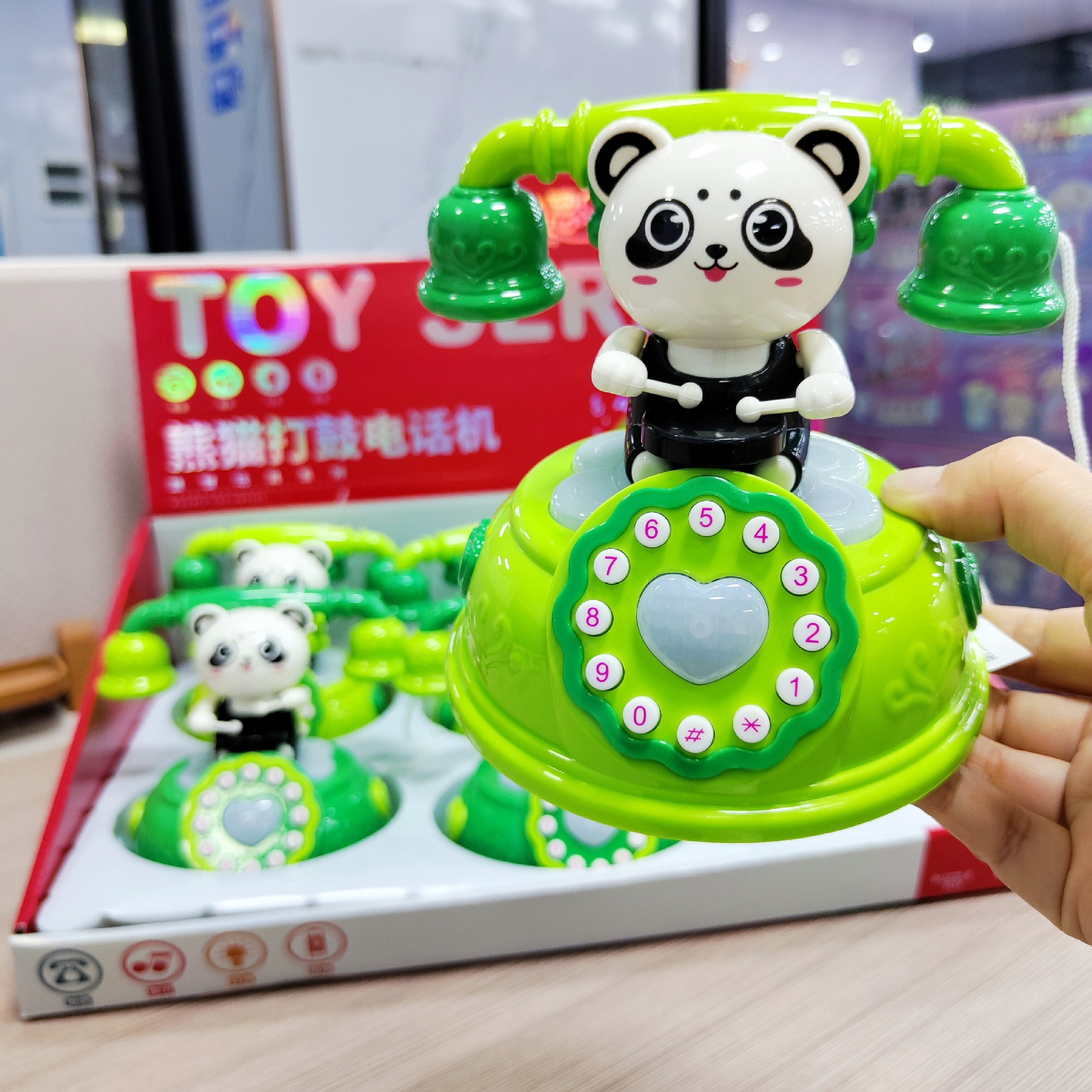 仿真熊猫打鼓电话机宝宝早教启蒙益智音乐故事机儿童玩具摆摊批发
