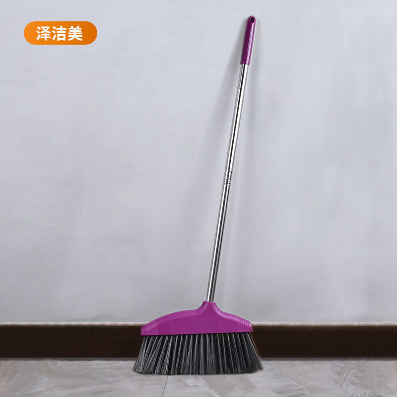ほうき家庭用柔らかい毛シングル延長掃除ノンスティックヘアロングハンドル兼用ほうきとちりとりセット浴室用|undefined
