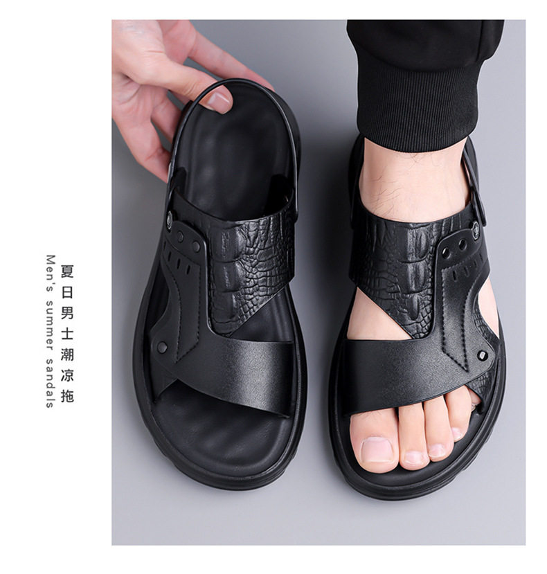 Dép sandal nam quai ngang hở ngón đế dày thời trang, dép đi biển đa năng chống trượt cỡ lớn — C6889 Màu nâu, C6889 màu đen chi tiết 19