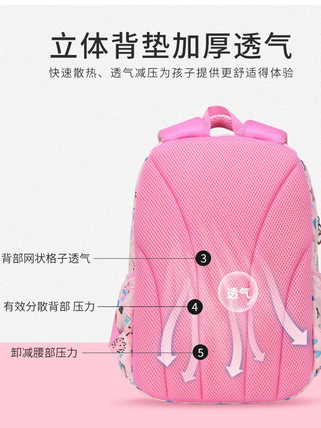 Mochila mayorista para estudiantes de primaria niñas 1 - 3 - 6 grados mochila para niños descompresión impresión LOGO portátil