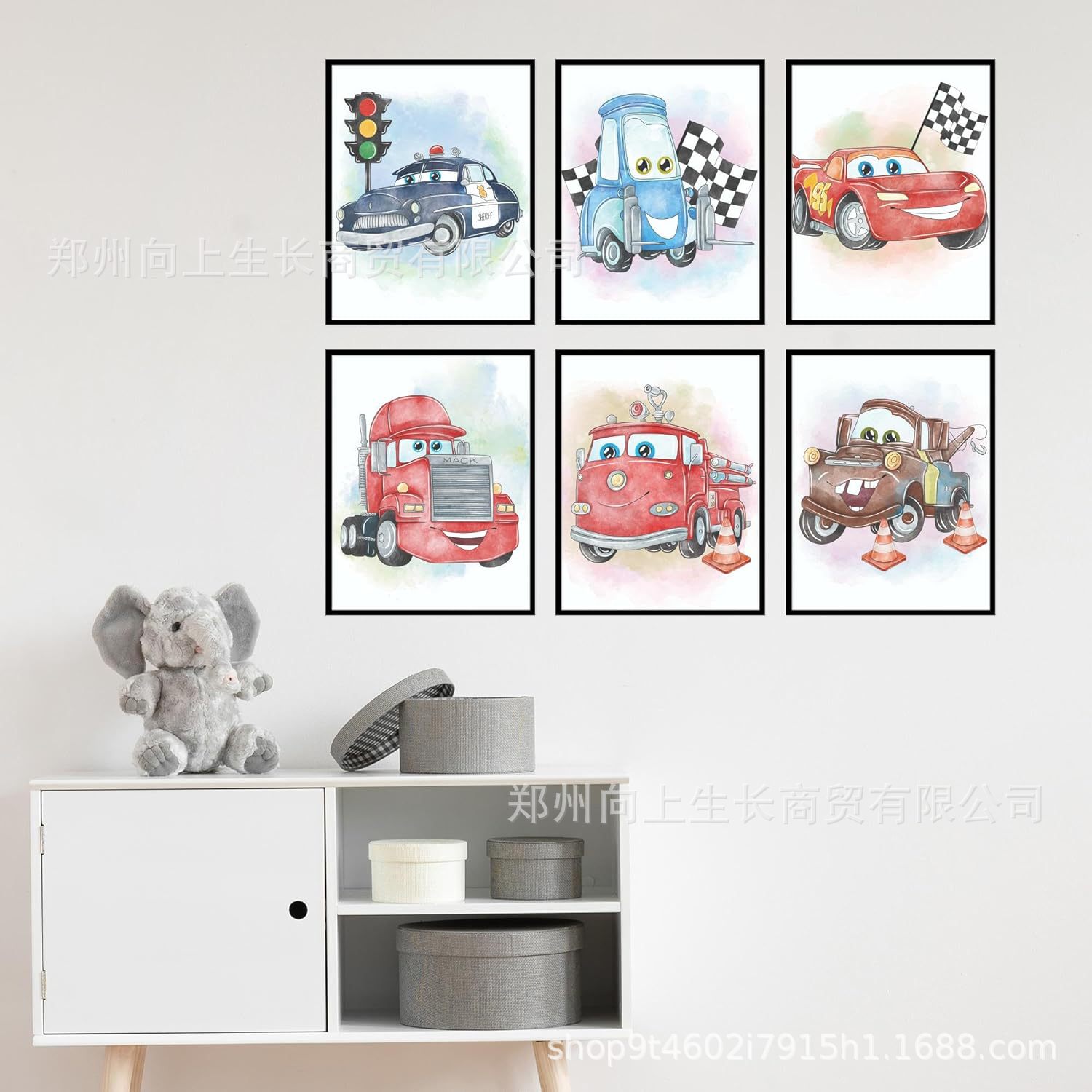 Cross-Border Foreign Trade Amazon New Product Art Painting Lightning Mcqueen Room Car Poster Decorative Painting Core Living Room Bedroom