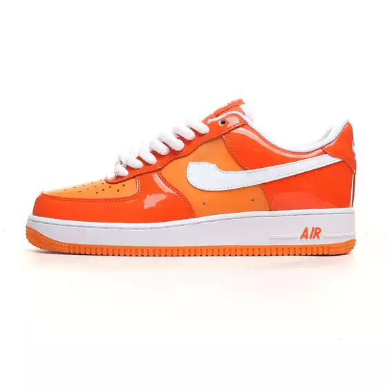 Authentic Air Force 1 White Orange Patent Leather Fashion Sneakers Purple Snakeskin Cushioned Wear-Resistant Casual Shoes Campus Sports Shoes