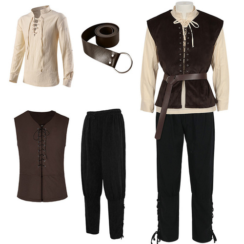 Medieval commoner clothing European colonial poor man cosplay costume for Amazon's independent station Wish