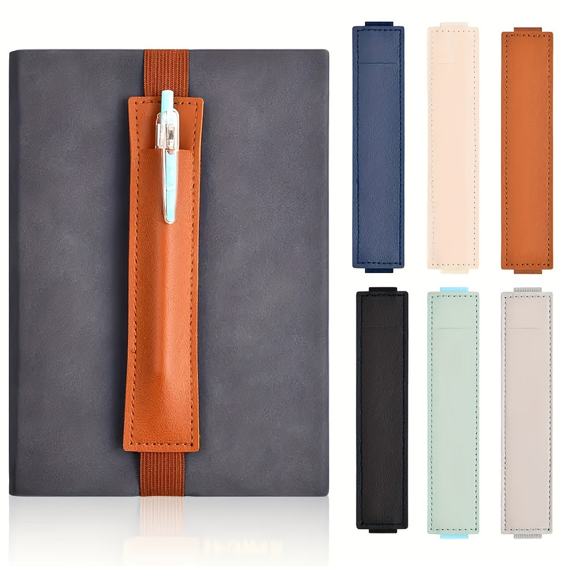 Simple and Fashionable Adjustable Elastic Band Pen Holder Portable PU Leather Notebook Pencil Holder Elastic Notebook Pen Holder
