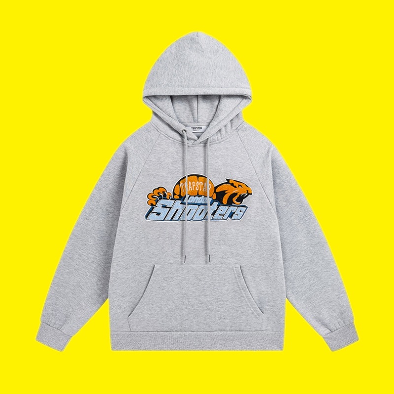 Trapstar azul Tigre cabeza toalla bordado traje forro polar suéter con capucha ceñida deportes casual pantalones largos