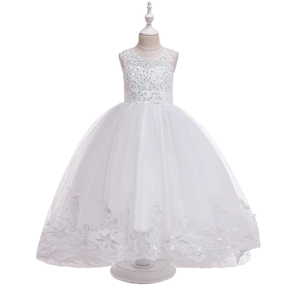 Europa y América ins nuevo vestido de los niños medianos y grandes de los niños bordado backless princesa vestido de novia vestido largo