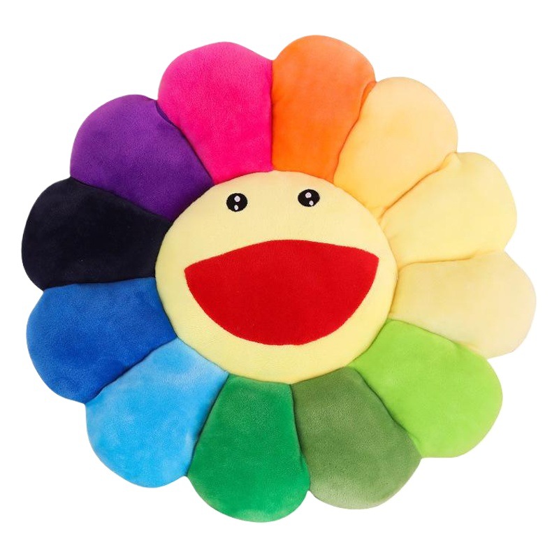 Juguete de felpa colorido cara sonriente girasol cojín redondo dibujos animados almohada Oficina hogar
