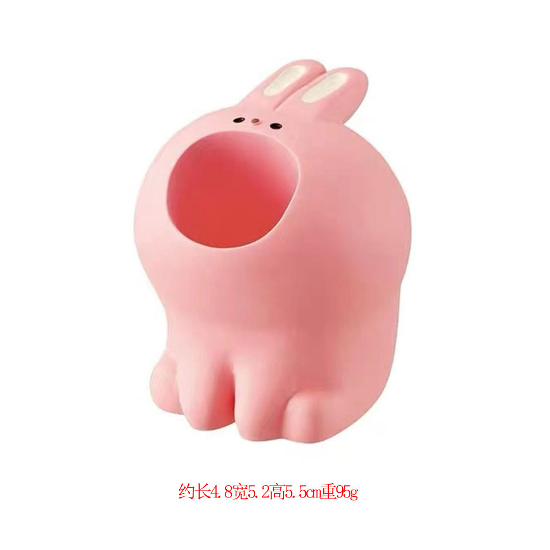 핑크 토끼 펜 홀더