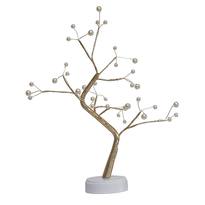 Amazon transfronterizo llevó la luz del árbol USB batería de doble propósito horizontal decorativo luz de la noche estrellada alambre de cobre luz del árbol en stock