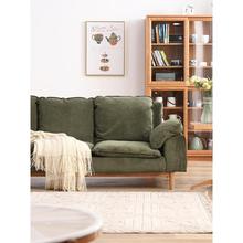 北欧沙发布艺日式三人位组合客厅小户型简约现代灯芯绒复古樱桃木