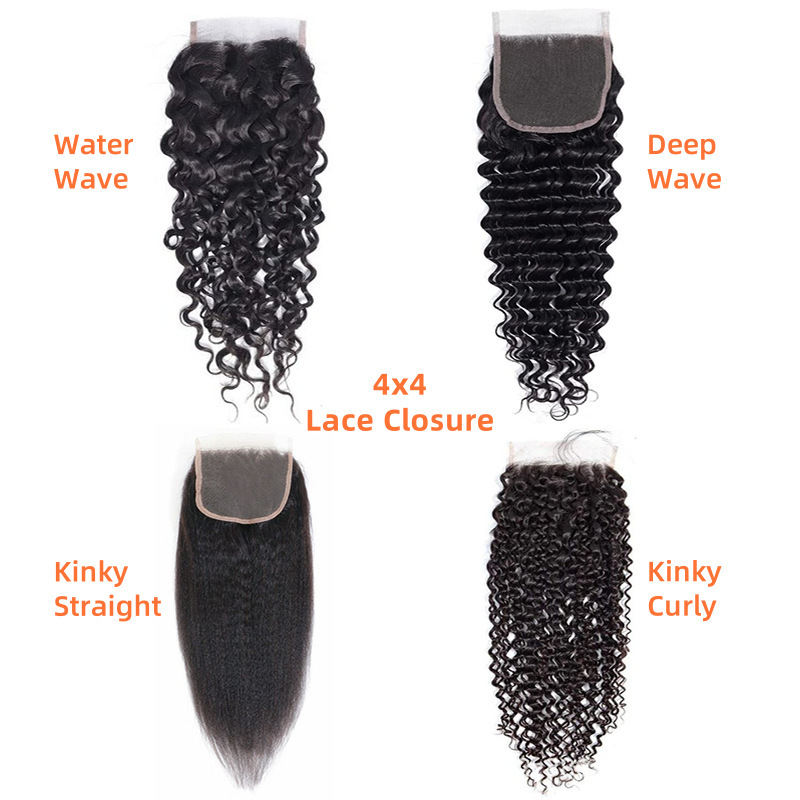 4X4 Lace Closure Real Human Hair Front Lace Wig with Free Parting for Summer
