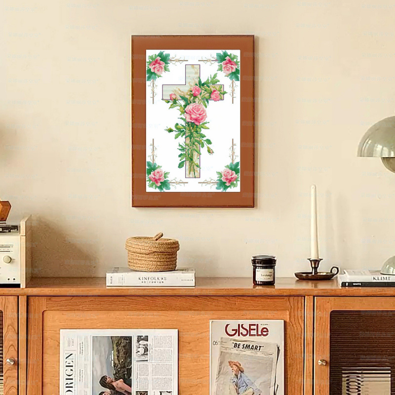 Mona Lisa Corazón de la cruz real de la nueva decoración pinturas colgantes pinturas de paisaje estética simple bordado a mano