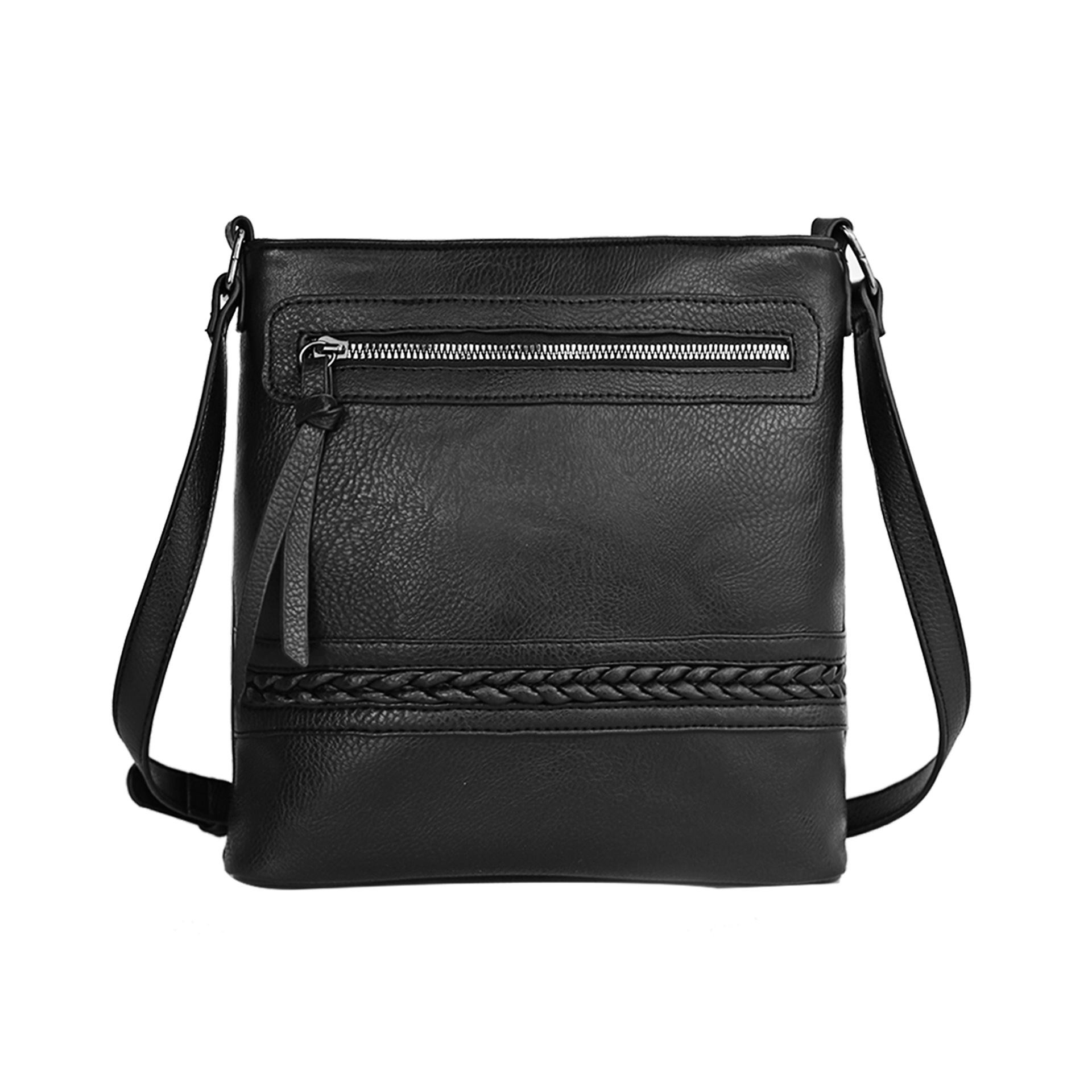 Women's Gender Women's Pu Leather Solid Color Basic Vintage Style Square Zipper Shoulder Bag