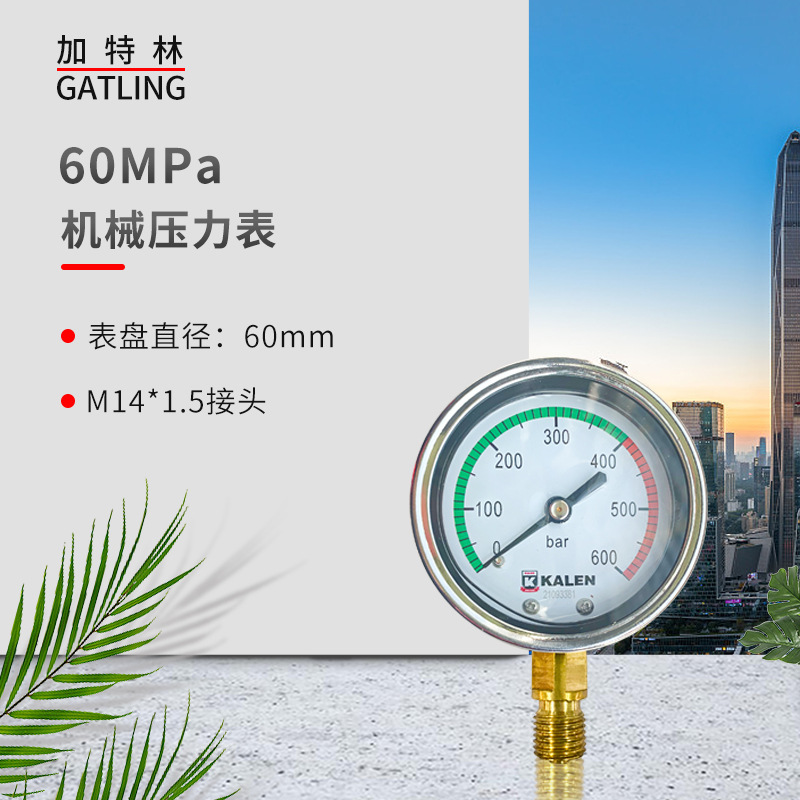 加特林机械可视压力表高压清洗机泵头配件智能数显60Mpa100Mp耐震
