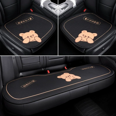 Cartoon Hat Bear Ice | Seat cushion, seat cover - winnie-the-pooh-black-three-piece-set