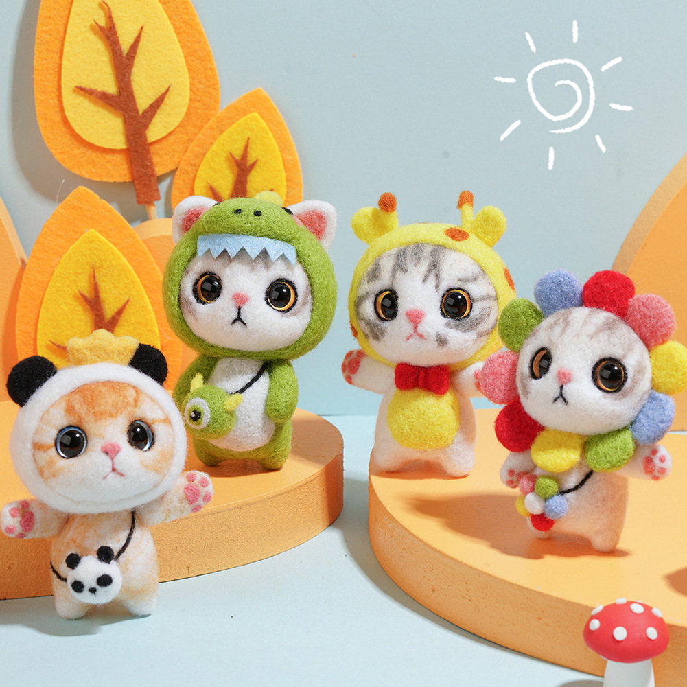 英文说明书羊毛毡戳戳乐大眼猫系列3  1对1视频教学手工DIY