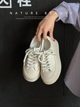 自然卷单鞋女2024年夏季新款休闲板鞋厚底饼干鞋学生运动小白鞋