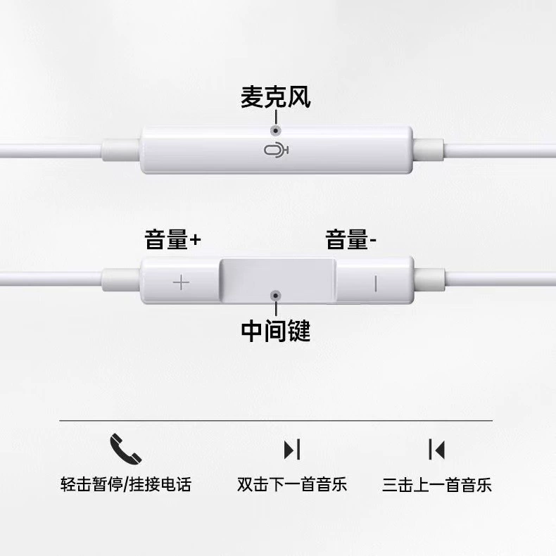 Проводные наушники Huawei Apple iPhone4, 3,5 мм и Type-C, встроенный микрофон, стереозвук