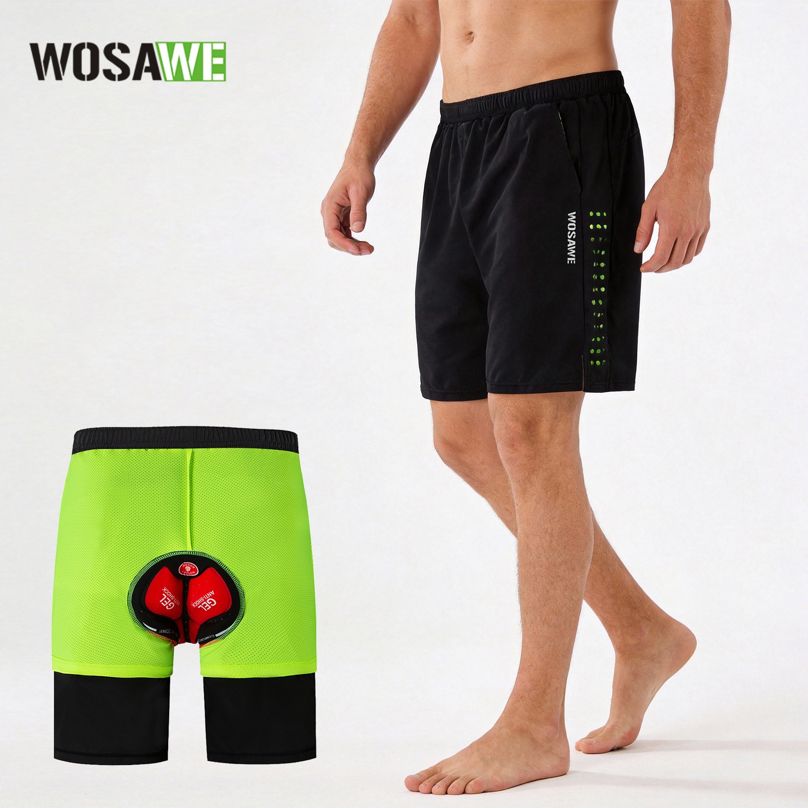 WOSAWE cross-border mountain bike riding shorts downhill pants casual cycling pants quick-drying pants breathable silicone pad
