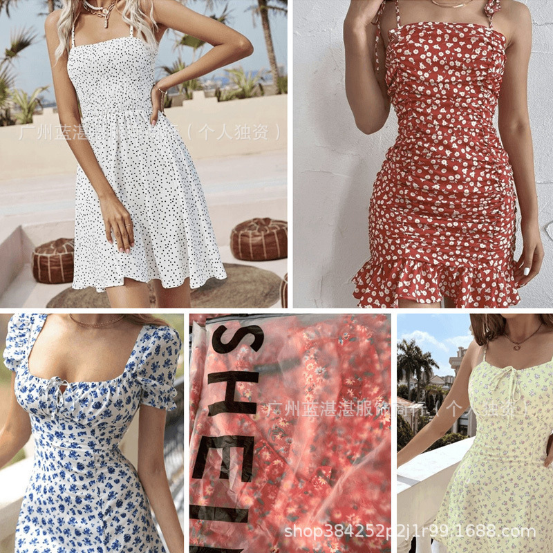 2026 Shein New Summer Style Sexy Backless Suspender Polka Dot Waist-Slimming Dress Cross-Border Export 2026 Shein New Summer Style Sexy Backless Suspender Polka Dot Waist-Slimming Dress Cross-Border Export