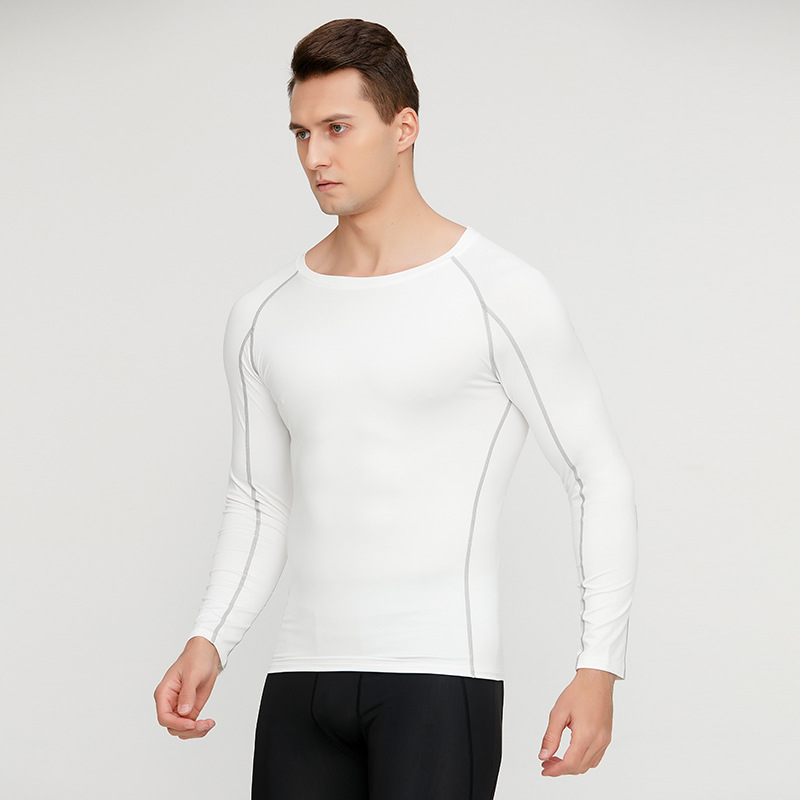 Ropa deportiva para hombre, ropa de compresión ajustada para entrenamiento al aire libre, ropa transpirable de secado rápido para correr y fitness, de manga larga y efecto adelgazante.