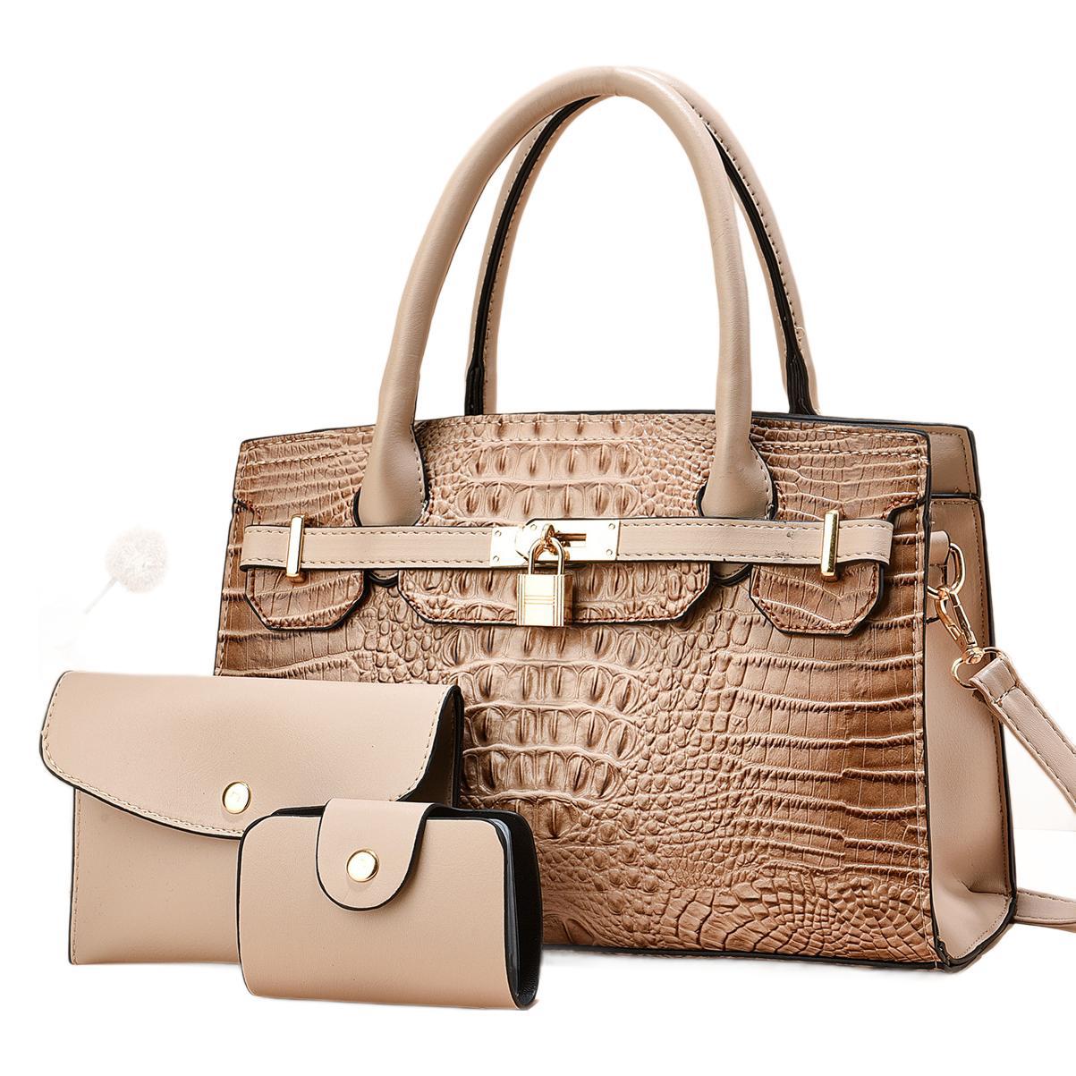 Taizhou bolso de mujer tres piezas paquetes de bolsos de mano clásicos bolsos de hombro con patrón de cocodrilo bolsos transfronterizos