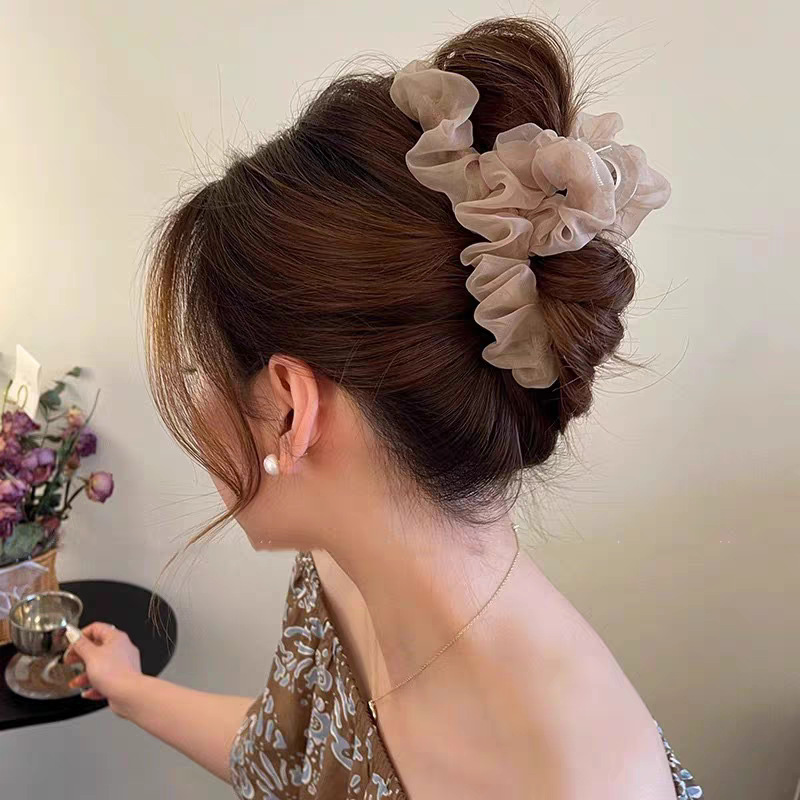 [coffee color] chiffon pleated gauze flower about 13cm