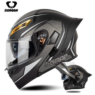 Motosiklet kaskı (dəbilqə) | Full-Face Helmet, Four-Season Cycling - black-and-gray-trajectory-s